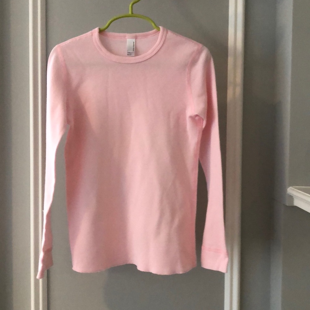 AmericanApparel girls S 8 pink waffle longsleeve T